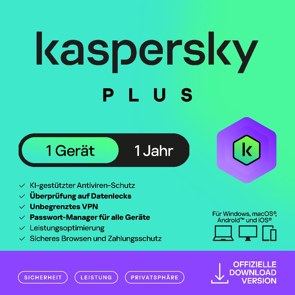 Kaspersky Plus (1 Device - 1 Jahr) EU ESD