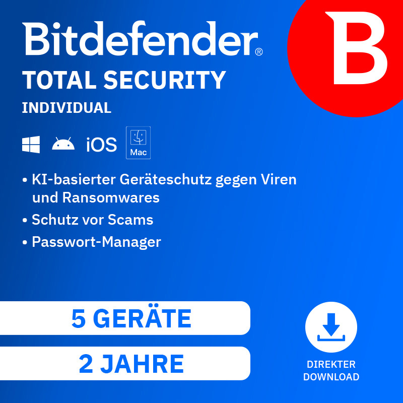 Bitdefender Total Security Individual (5 Device - 2 Jahre) DACH ESD