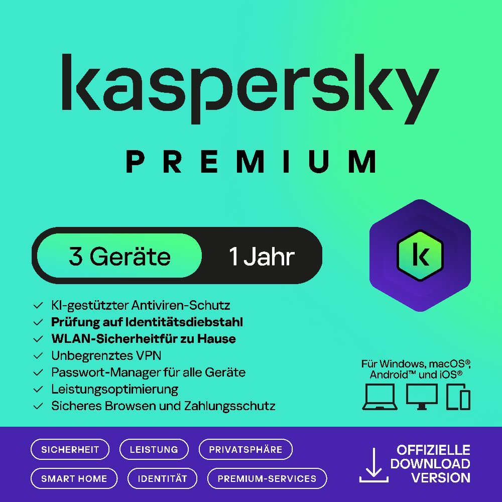 Kaspersky Premium (3 Device - 1 Jahr) ITALY ESD
